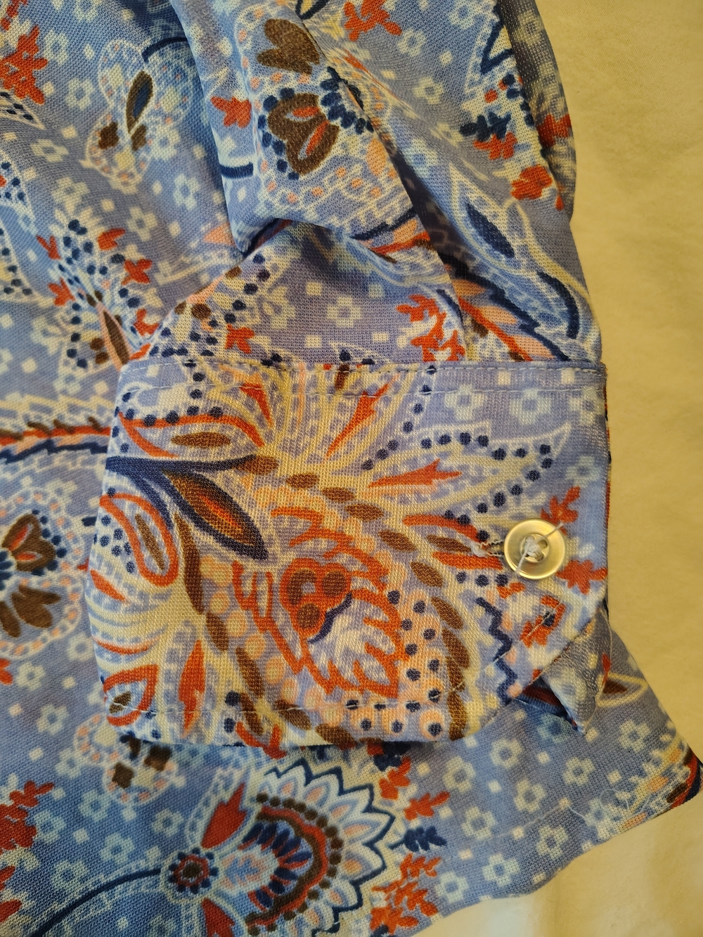 Lucien Piccard 1970's Men’s Blue Paisley Butterfly Collar Disco Shirt Size M - Picture 6 of 10